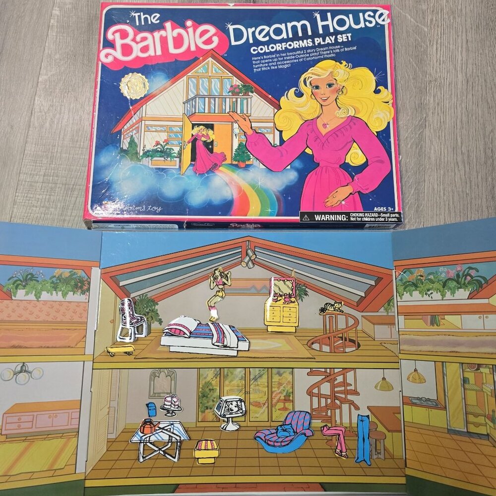 Vintage Barbie Dream House Colorforms Play Set 1979 nostalgia. with accesories